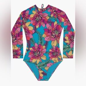 Beach Lingo - Size 7 - Lotus Long Sleeve One-Piece Rashguard Swimsuit
